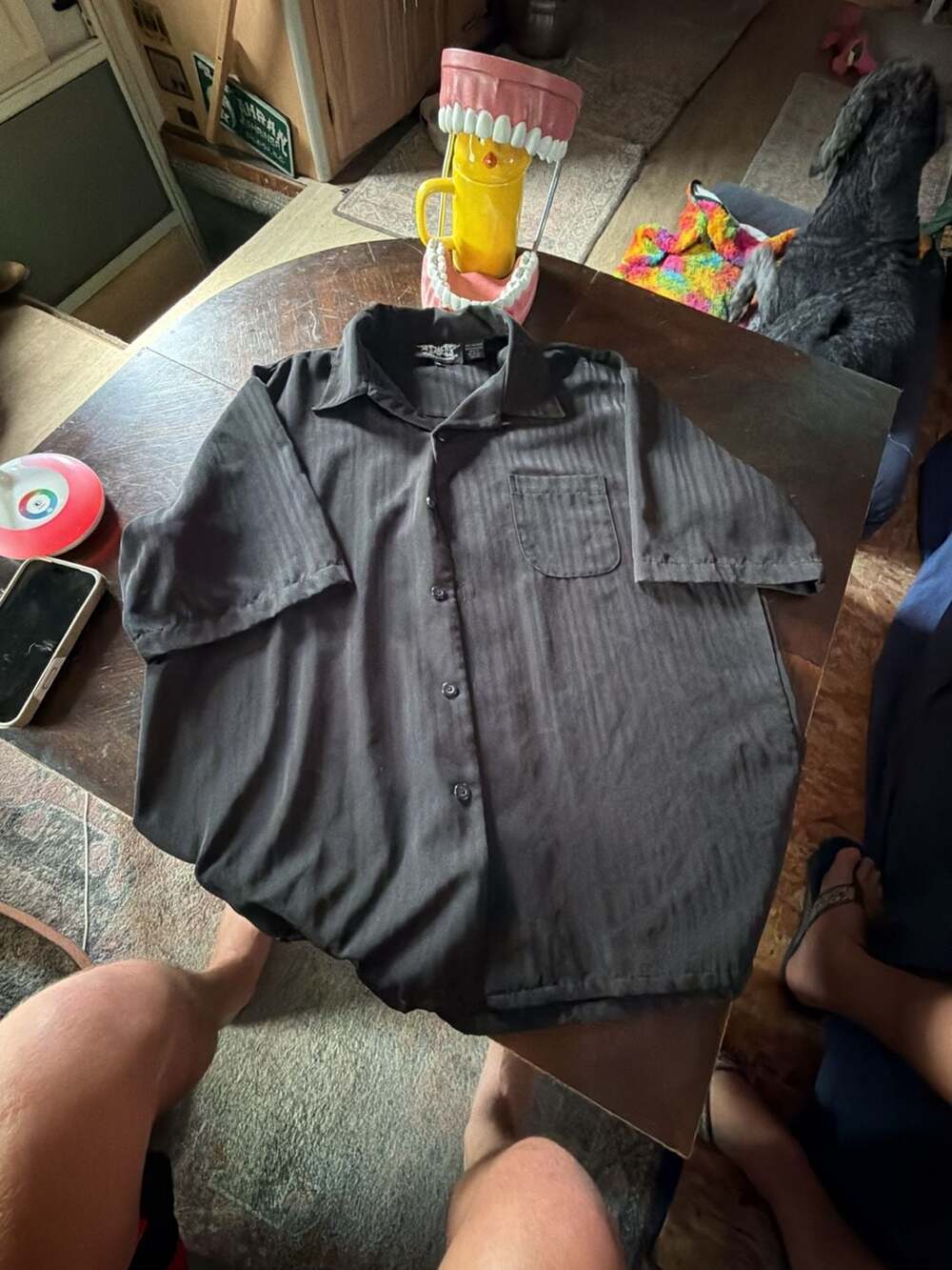 Ragdoll Clothing Company Short Sleeve Button Up Shirt XL Black Striped